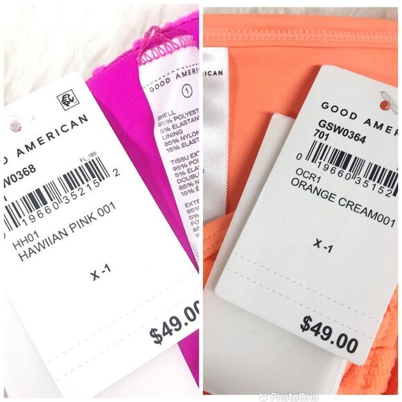 GOOD AMERICAN Triangle String Bikini Fuchsia Pink Neon Orange Small Large‎ New - Picture 9 of 10